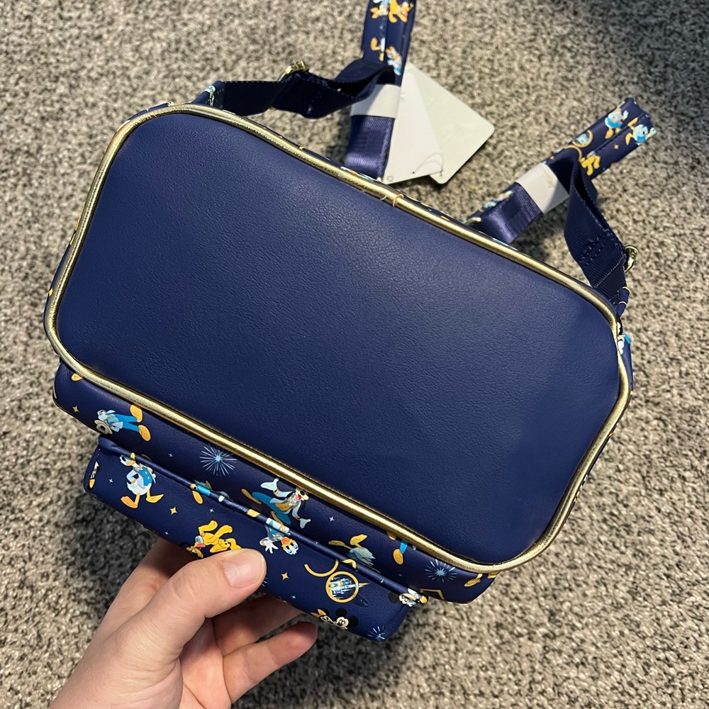 Loungefly Navy Blue & Gold Disney Parks 50th Mini Backpack new with tag - Picture 7 of 7
